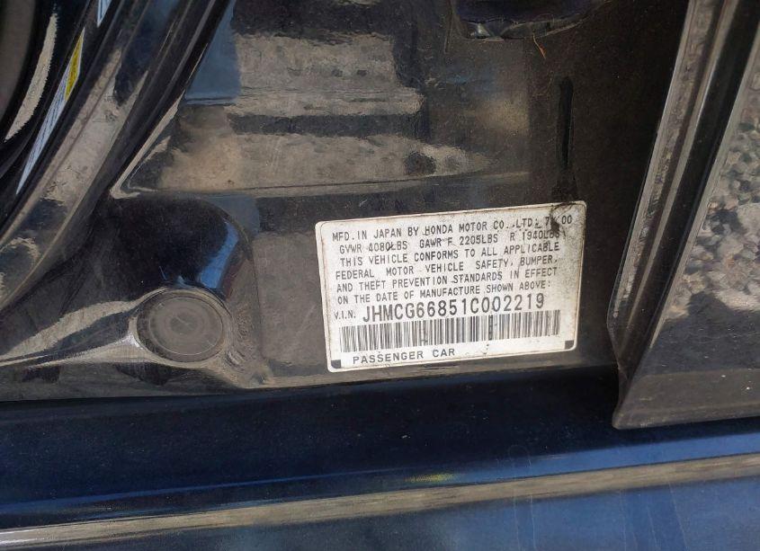 Photo 9 of 2001 Honda Accord 2.3 EX (VIN JHMCG66851C002219)