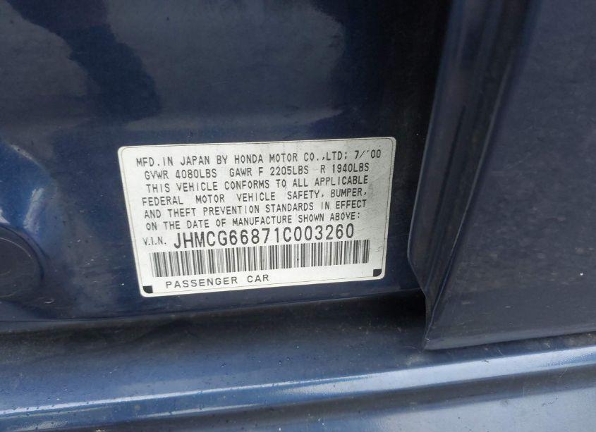 Photo 9 of 2001 Honda Accord 2.3 EX (VIN JHMCG66871C003260)