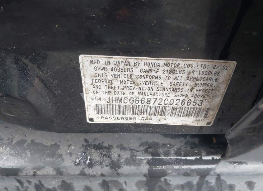 Photo 9 of 2002 Honda Accord 2.3 EX/2.3 SE (VIN JHMCG66872C026653)