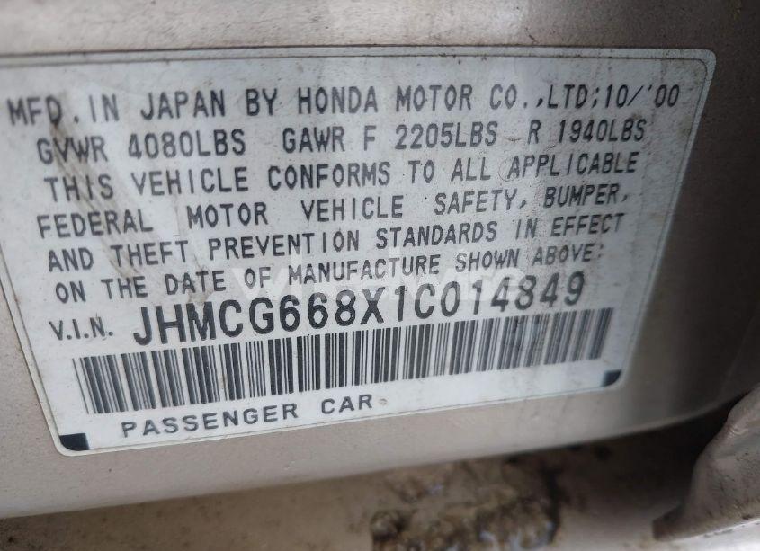 Photo 9 of 2001 Honda Accord 2.3 EX (VIN JHMCG668X1C014849)