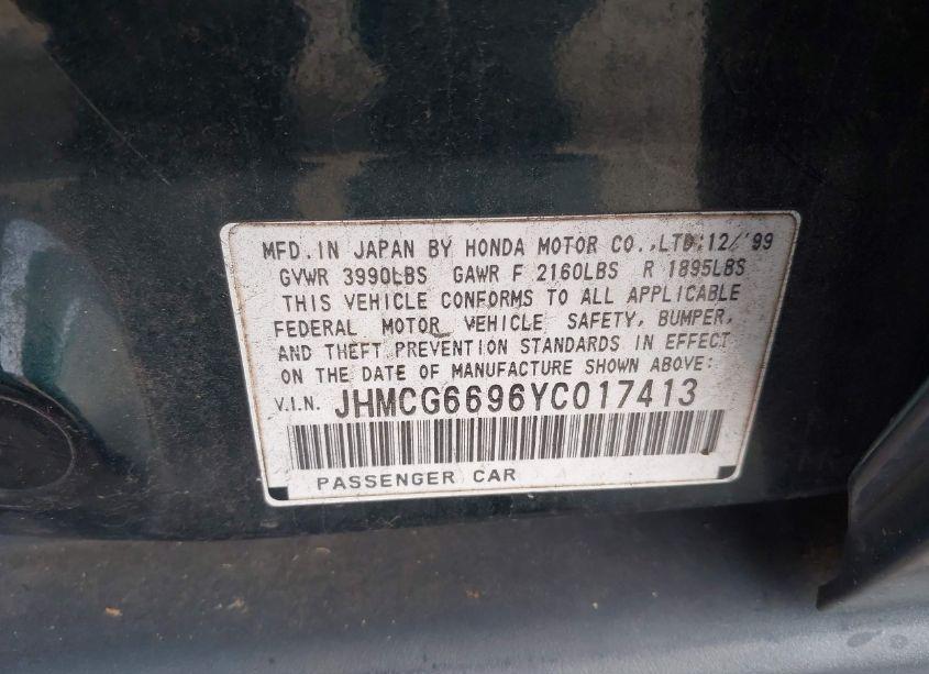 Photo 9 of 2000 Honda Accord 2.3 SE (VIN JHMCG6696YC017413)