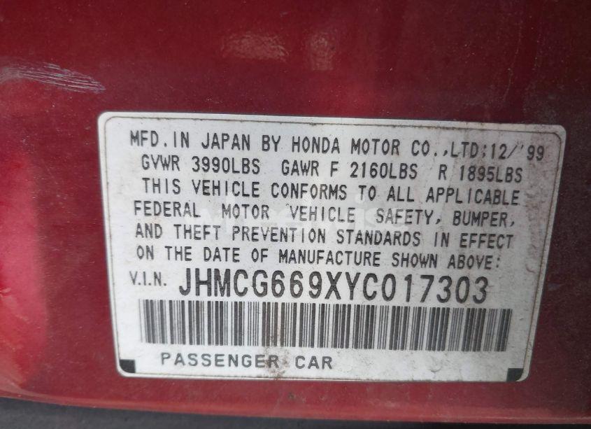 Photo 9 of 2000 Honda Accord 2.3 SE (VIN JHMCG669XYC017303)