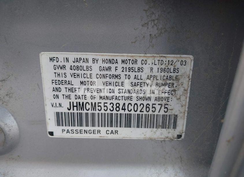 Photo 9 of 2004 Honda Accord 2.4 LX (VIN JHMCM55384C026575)