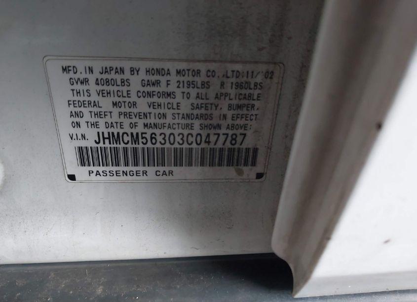 Photo 9 of 2003 Honda Accord 2.4 LX (VIN JHMCM56303C047787)