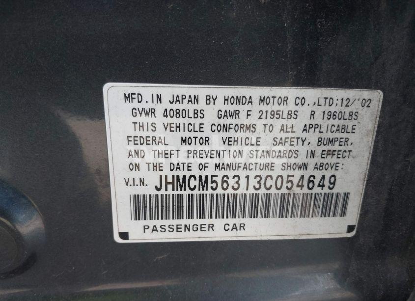 Photo 9 of 2003 Honda Accord 2.4 LX (VIN JHMCM56313C054649)