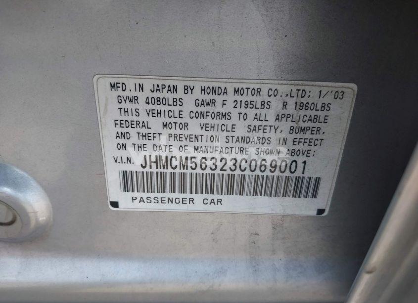 Photo 9 of 2003 Honda Accord 2.4 LX (VIN JHMCM56323C069001)