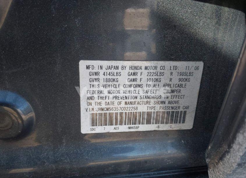 Photo 9 of 2007 Honda Accord 2.4 SE (VIN JHMCM56357C022258)