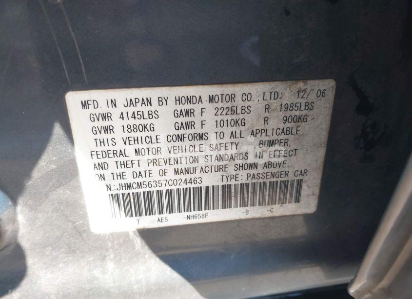 Photo 9 of 2007 Honda Accord 2.4 SE (VIN JHMCM56357C024463)