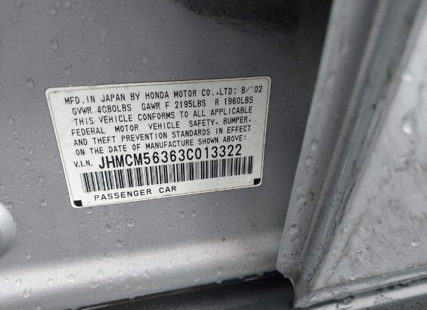 Photo 9 of 2003 Honda Accord 2.4 LX (VIN JHMCM56363C013322)