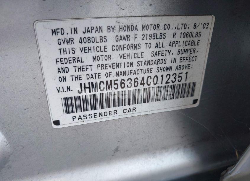Photo 9 of 2004 Honda Accord 2.4 LX (VIN JHMCM56364C012351)