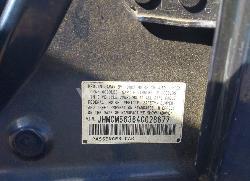 Photo 9 of 2004 Honda Accord 2.4 LX (VIN JHMCM56364C028677)