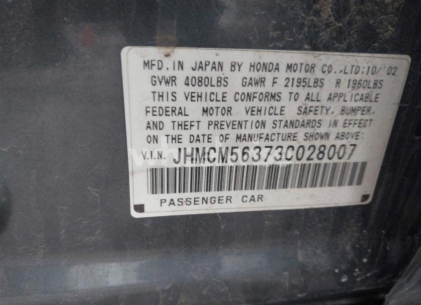 Photo 9 of 2003 Honda Accord 2.4 LX (VIN JHMCM56373C028007)
