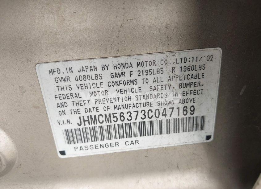 Photo 9 of 2003 Honda Accord 2.4 LX (VIN JHMCM56373C047169)
