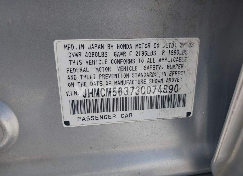 Photo 9 of 2003 Honda Accord 2.4 LX (VIN JHMCM56373C074890)