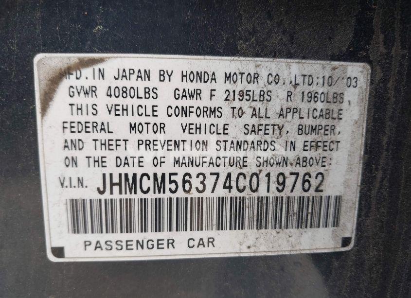 Photo 9 of 2004 Honda Accord 2.4 LX (VIN JHMCM56374C019762)
