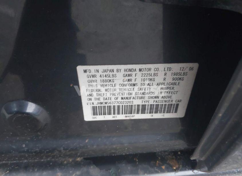 Photo 9 of 2007 Honda Accord 2.4 SE (VIN JHMCM56377C023203)