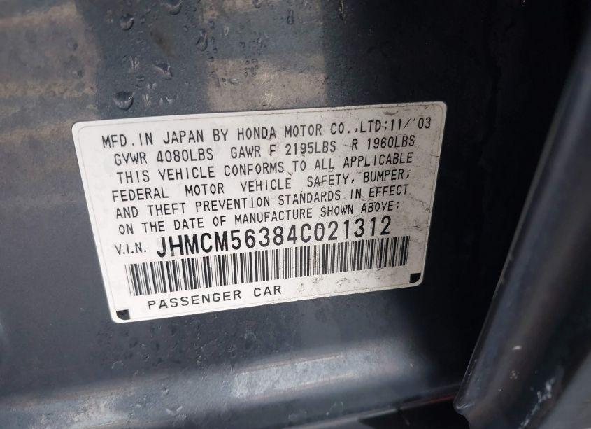Photo 9 of 2004 Honda Accord 2.4 LX (VIN JHMCM56384C021312)