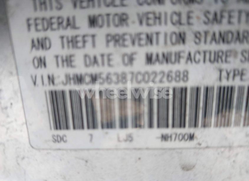 Photo 9 of 2007 Honda Accord 2.4 SE (VIN JHMCM56387C022688)