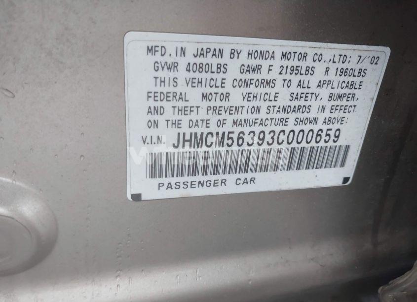 Photo 9 of 2003 Honda Accord 2.4 LX (VIN JHMCM56393C000659)