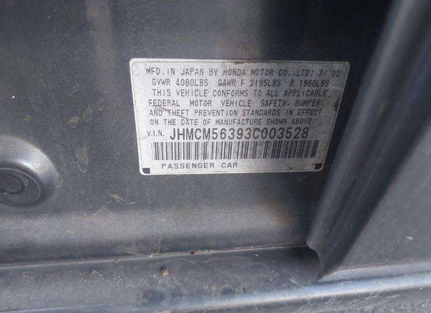 Photo 8 of 2003 Honda Accord 2.4 LX (VIN JHMCM56393C003528)
