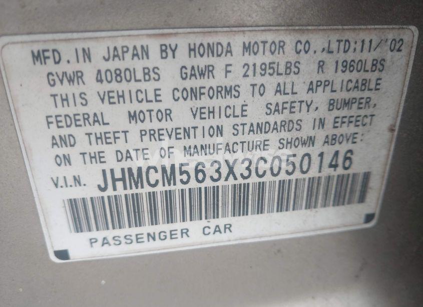 Photo 9 of 2003 Honda Accord 2.4 LX (VIN JHMCM563X3C050146)