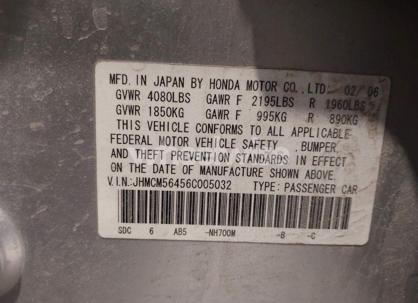 Photo 9 of 2006 Honda Accord 2.4 LX (VIN JHMCM56456C005032)