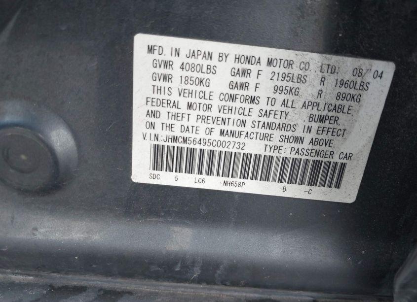 Photo 9 of 2005 Honda Accord 2.4 LX (VIN JHMCM56495C002732)