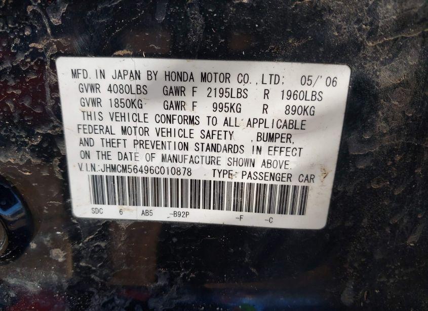 Photo 9 of 2006 Honda Accord 2.4 LX (VIN JHMCM56496C010878)
