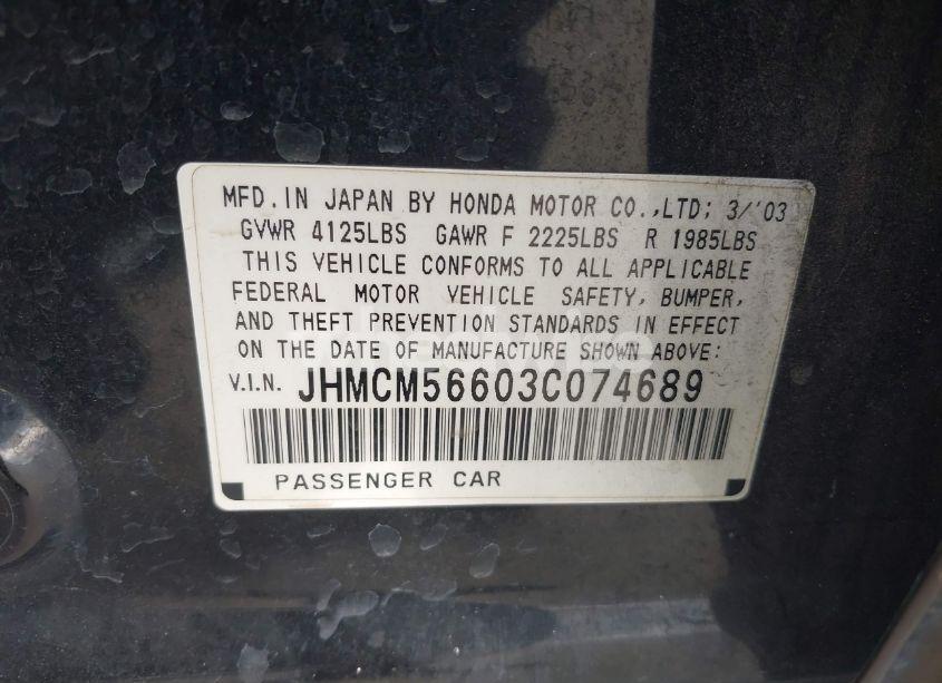 Photo 9 of 2003 Honda Accord 2.4 EX (VIN JHMCM56603C074689)