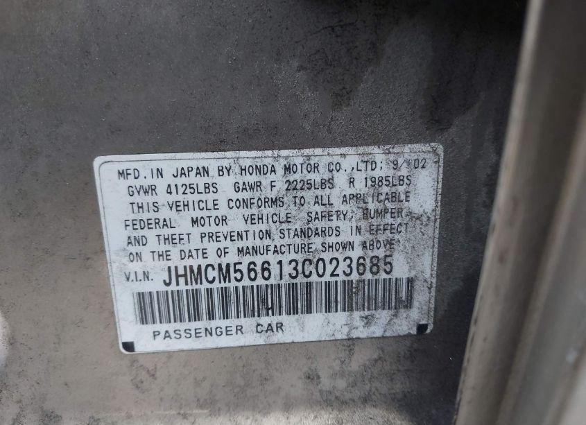 Photo 9 of 2003 Honda Accord 2.4 EX (VIN JHMCM56613C023685)