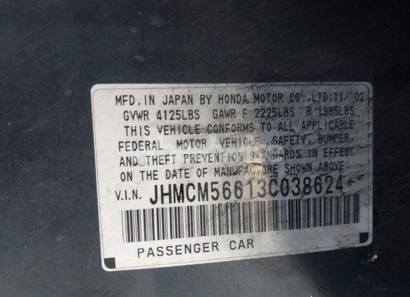 Photo 9 of 2003 Honda Accord 2.4 EX (VIN JHMCM56613C038624)