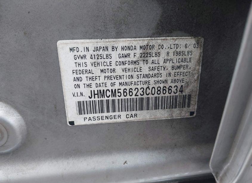 Photo 9 of 2003 Honda Accord 2.4 EX (VIN JHMCM56623C086634)