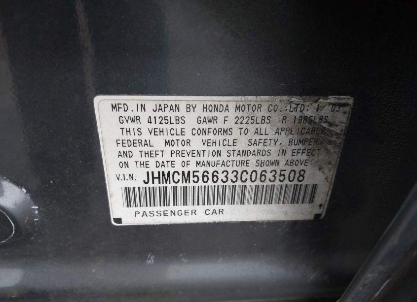 Photo 9 of 2003 Honda Accord 2.4 EX (VIN JHMCM56633C063508)