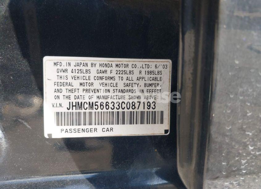 Photo 9 of 2003 Honda Accord 2.4 EX (VIN JHMCM56633C087193)