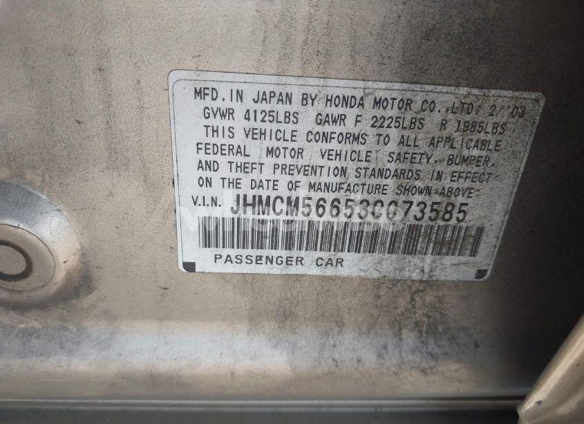 Photo 9 of 2003 Honda Accord 2.4 EX (VIN JHMCM56653C073585)