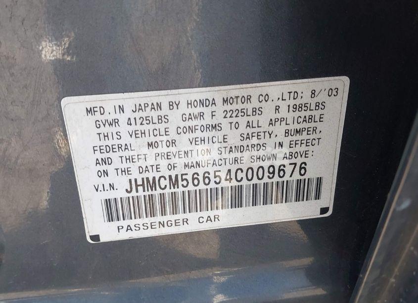 Photo 9 of 2004 Honda Accord 2.4 EX (VIN JHMCM56654C009676)