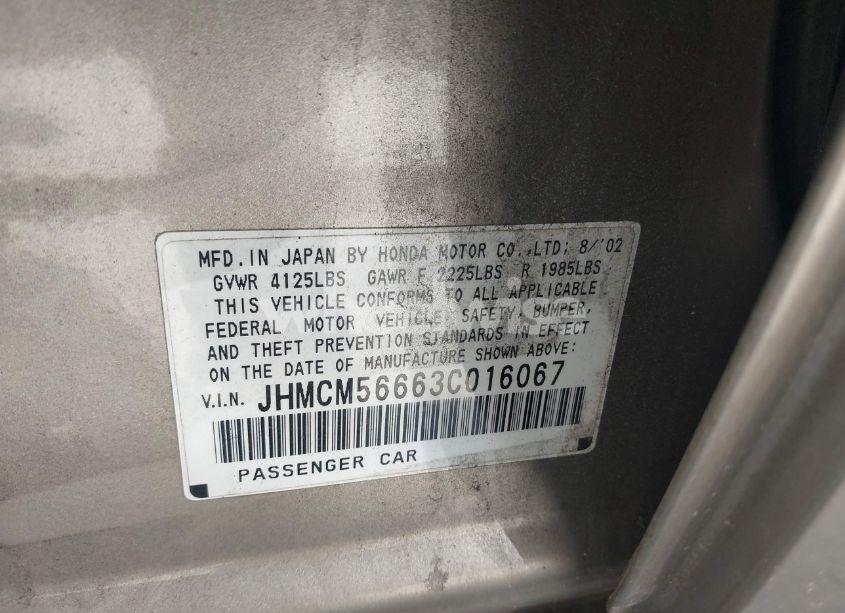 Photo 9 of 2003 Honda Accord 2.4 EX (VIN JHMCM56663C016067)