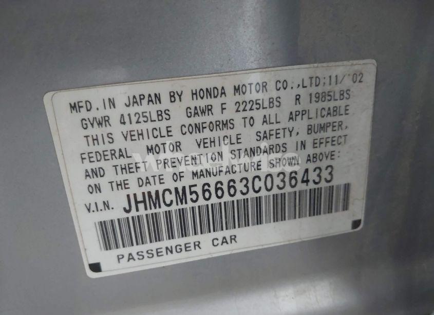 Photo 9 of 2003 Honda Accord 2.4 EX (VIN JHMCM56663C036433)
