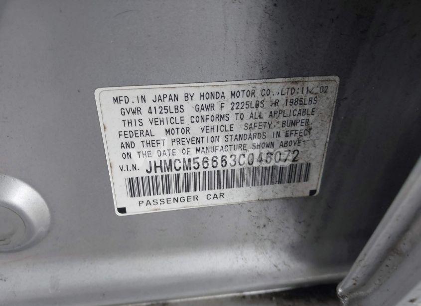 Photo 9 of 2003 Honda Accord 2.4 EX (VIN JHMCM56663C046072)