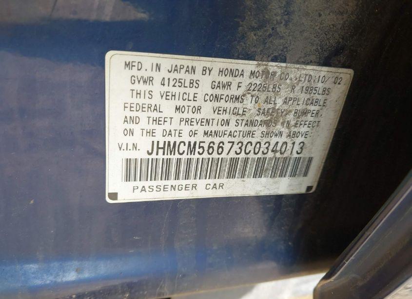 Photo 9 of 2003 Honda Accord EX (VIN JHMCM56673C034013)