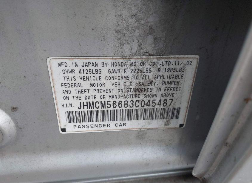 Photo 9 of 2003 Honda Accord 2.4 EX (VIN JHMCM56683C045487)