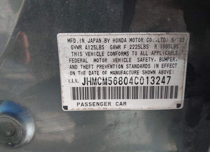 Photo 9 of 2004 Honda Accord 2.4 EX (VIN JHMCM56804C013247)