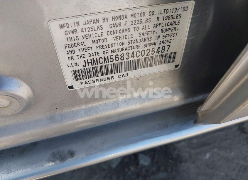 Photo 9 of 2004 Honda Accord 2.4 EX (VIN JHMCM56834C025487)