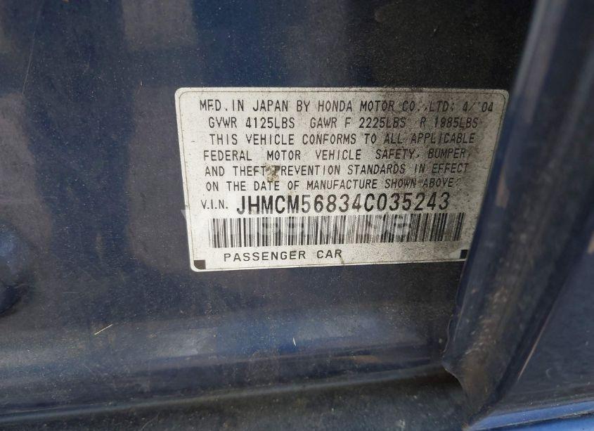 Photo 9 of 2004 Honda Accord EX (VIN JHMCM56834C035243)