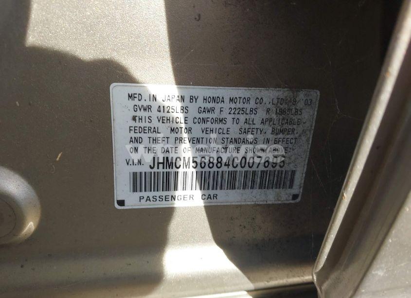 Photo 9 of 2004 Honda Accord 2.4 EX (VIN JHMCM56884C007695)