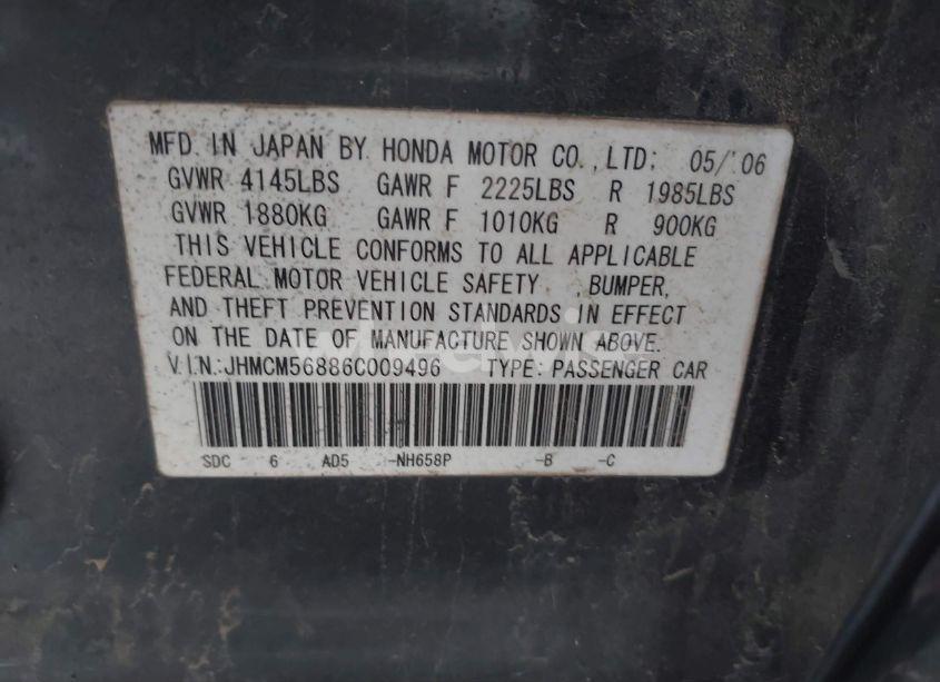 Photo 9 of 2006 Honda Accord 2.4 EX (VIN JHMCM56886C009496)