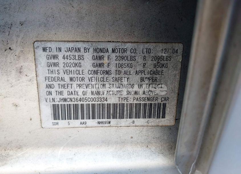 Photo 9 of 2005 Honda Accord HYBRID IMA (VIN JHMCN36405C003334)