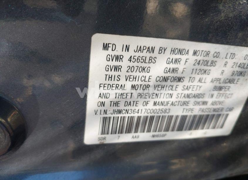 Photo 9 of 2007 Honda Accord HYBRID (VIN JHMCN36417C002583)