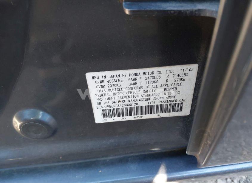 Photo 9 of 2006 Honda Accord HYBRID (VIN JHMCN36426C001201)