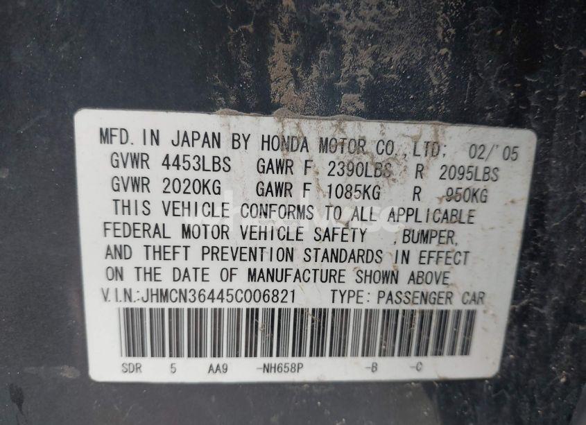 Photo 9 of 2005 Honda Accord HYBRID IMA (VIN JHMCN36445C006821)